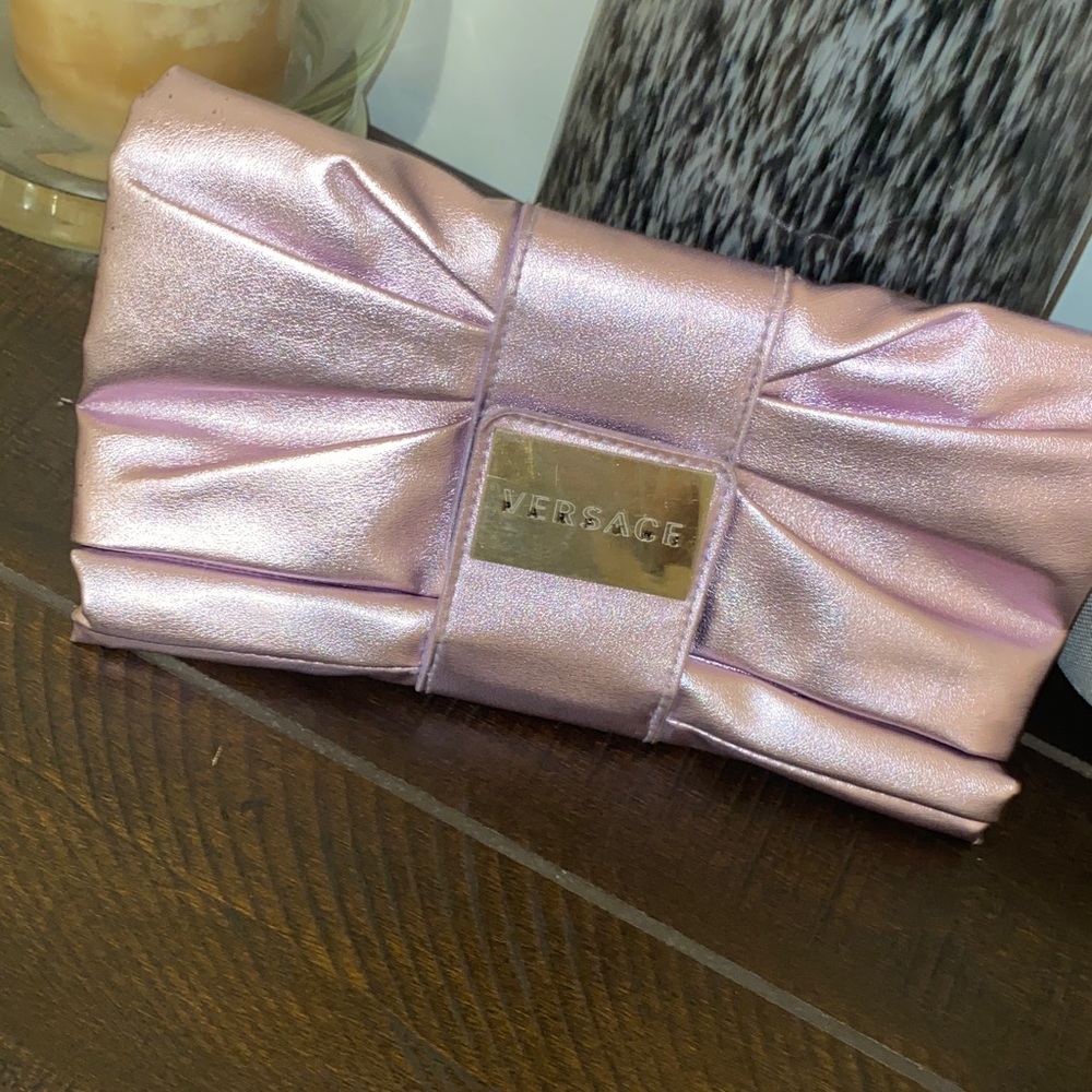 Versace Metallic Pink Fold Up Make Up Clutch Purse